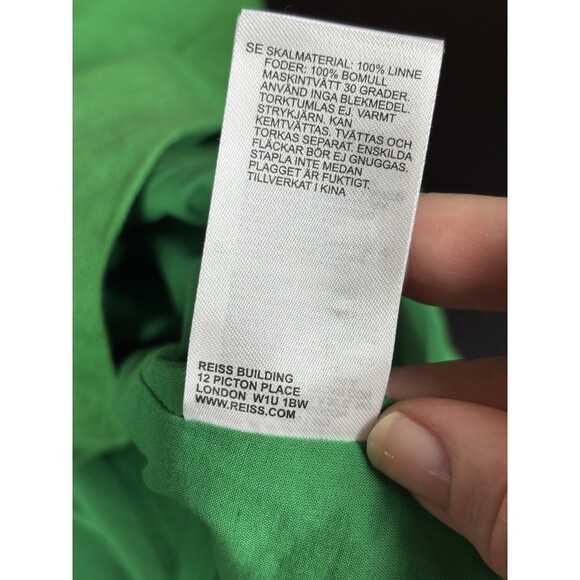 Reiss Esme Wrap Dress Bright Green Size 10 Reiss Linen Dress Bright Green Midi - Picture 8 of 14